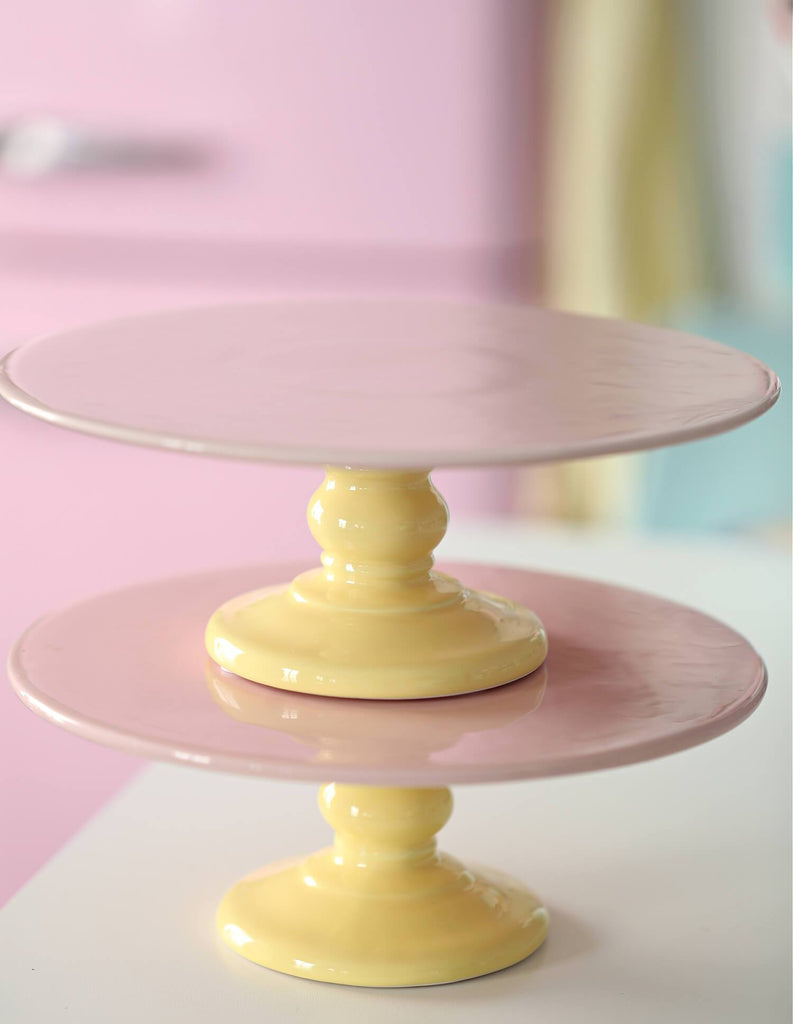 Love, Manuela Cake Stands Miss Étoile - Large Cake Stand Rose on Yellow Foot