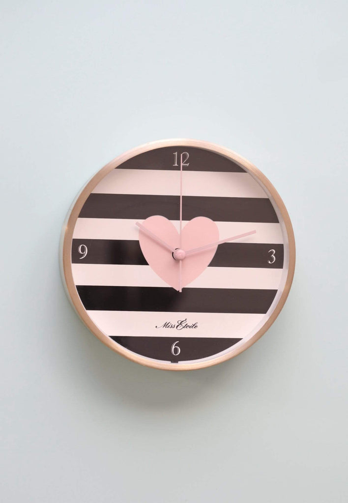 Love, Manuela Clocks Miss Étoile Table / Wall clock stripe and heart