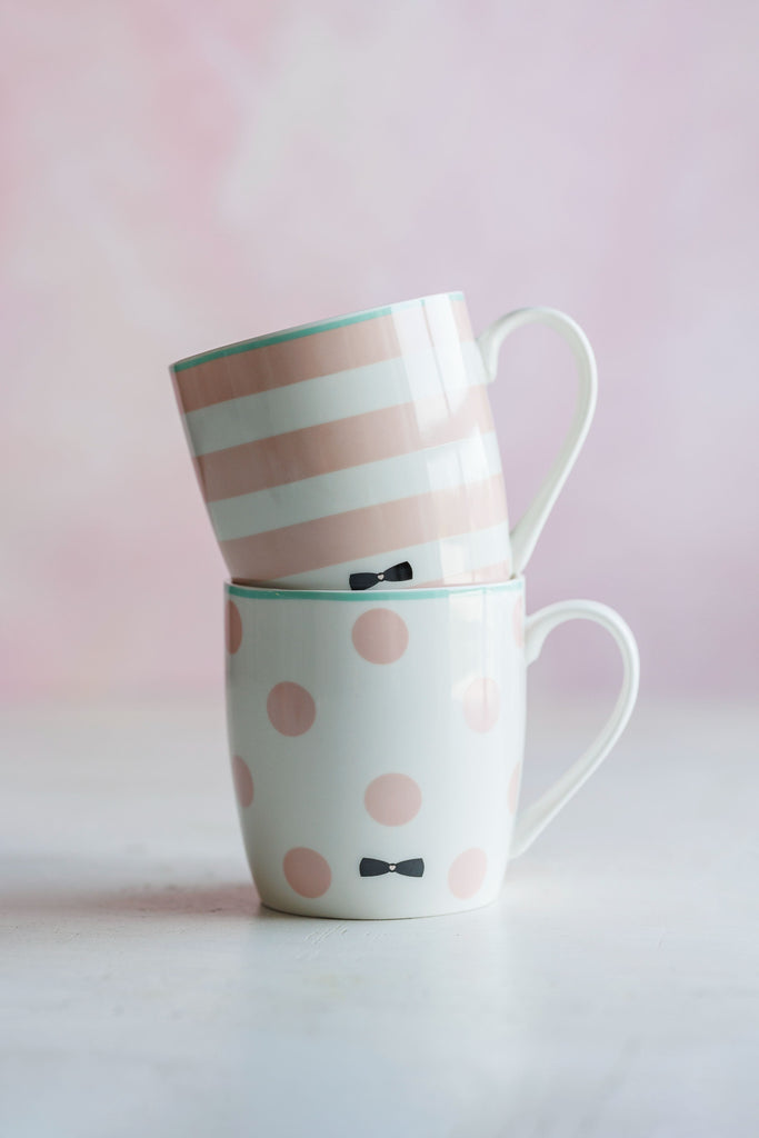 Love, Manuela Cups & Mugs Gaveeske - Kopper 2 stk i sett «Rosa Stripes & Dots»