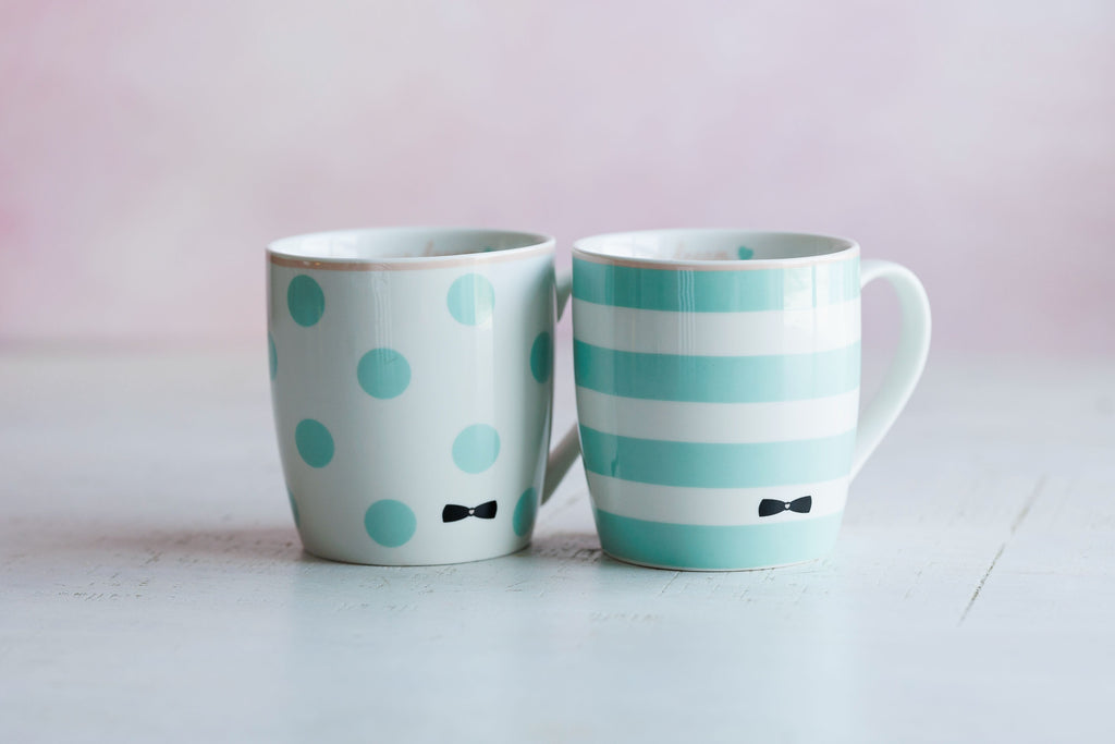 Love, Manuela Cups & Mugs Gaveeske - Kopper 2 stk i sett «Turkis Stripes & Dots»
