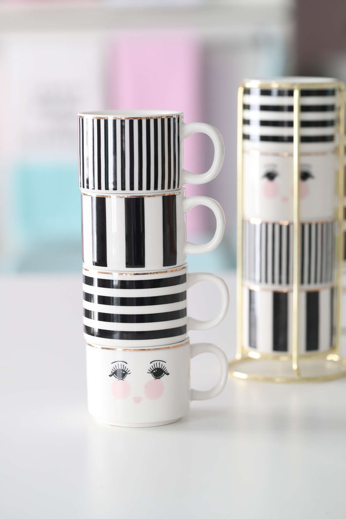 Love, Manuela Cups & Mugs Miss Étoile Espressokrus i stativ svart/hvitt