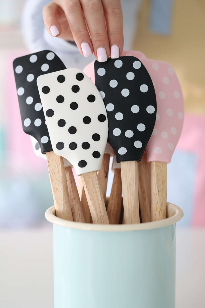 Love, Manuela Spatulas Love Manuela Slikkepott, Sort med hvite prikker