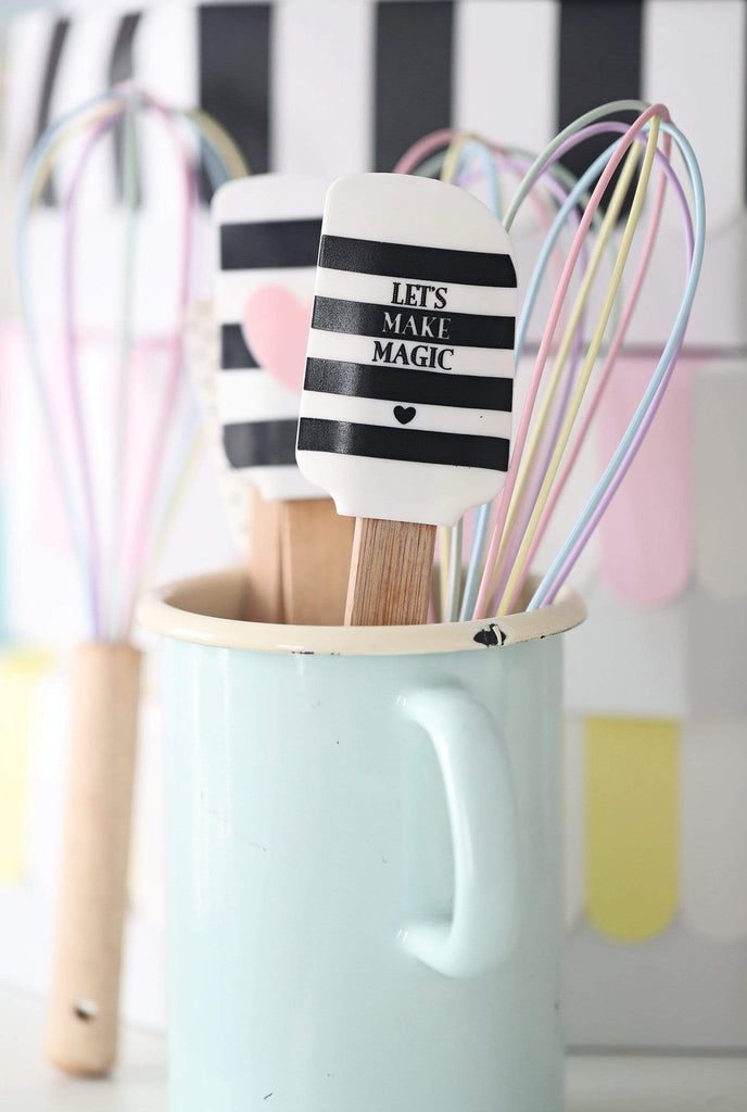 Love, Manuela Spatulas Miss Étoile "Lets Make Magic" sort/hvit striper slikkepott