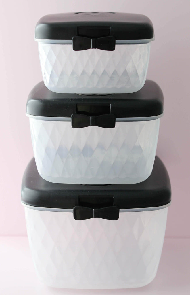 Love, Manuela Storage Cans & Boxes Miss Étoile Storage Boxes in Black (Set of 3)